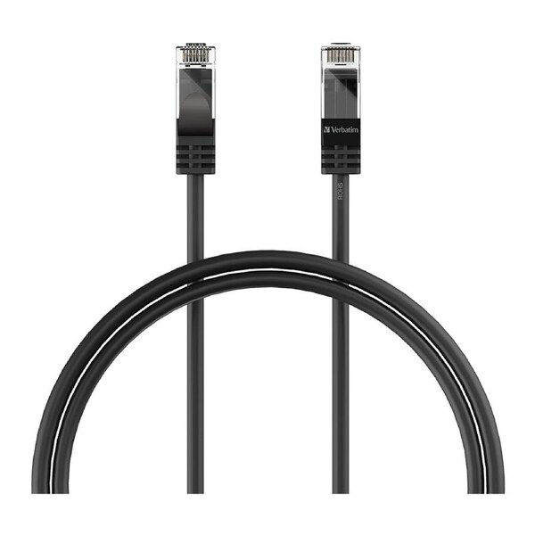 Verbatim CAT6 Premium Fast Ethernet 1m - Black, 1000 Mbps, 250 Mhz Bandwidth, 100BBASE-T, Oxygen-FREE Gold Plated 26AWG Copper Wire Cable (LS)