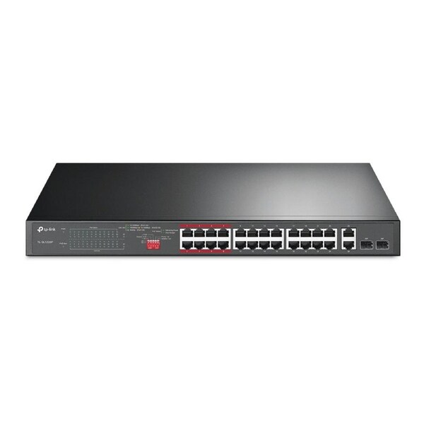 TP-Link TL-SL1226P 24-Port 10/100Mbps + 2-Port Gigabit Unmanaged PoE+ Switch , Up To 250W For all PoE Ports, Up To 30W Each PoE Port