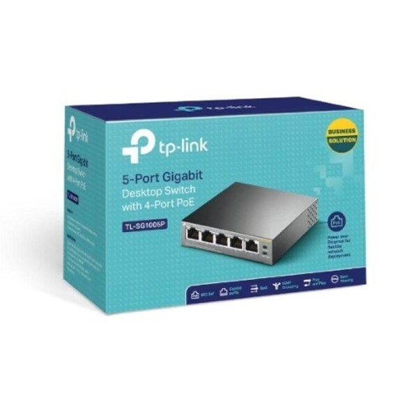 TP-Link TL-SG1005P 5-Port Gigabit Desktop Switch with 4-Port PoE 56W