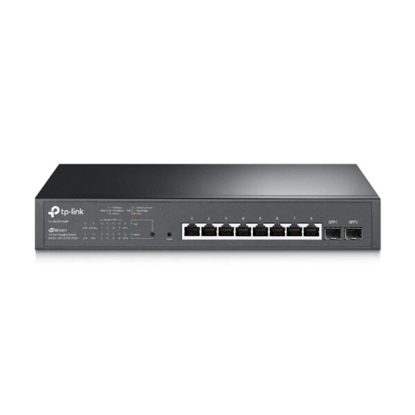 TP-Link TL-SG2210MP 10-Port Gigabit Smart Switch with 8-Port PoE+ 1xFan 14.9Mpps Support Omada SDN, 802.1p CoS/DSCP QOS, IGMP Snoop Rack Mountable