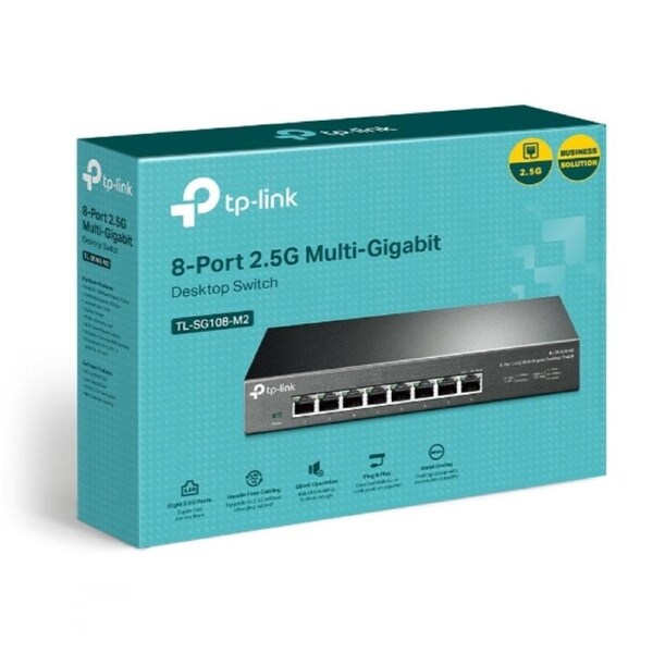 TP-Link TL-SG108-M2 8-Port 2.5G Desktop Switch, Up To 40G Switching Capacity, Connects 2.5G NAS/Server, 2.5G WiFi 6 AP, 4K Video, Wall Mountable, 5YW