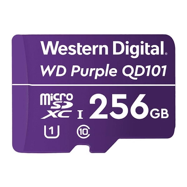 Western Digital WD Purple 256GB MicroSDXC Card Weather & Humidity Resistant for Surveillance IP Cameras mDVRs NVR Dash Cams Drones