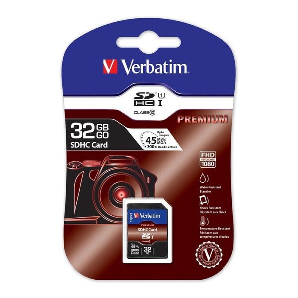 Verbatim SDHC 32GB (Class 10) Up to 45MB/Sec 300X read speed