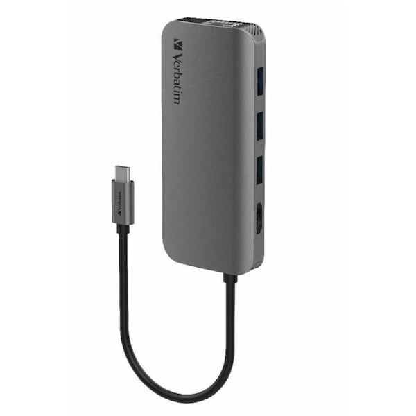 Verbatim USB-C Hub with 2x USB 3.0, 1x USB 2.0 & 1x USB C port - Space Grey