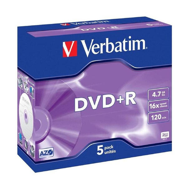 Verbatim DVD+R 16X Jewel 5pk 4.7GB