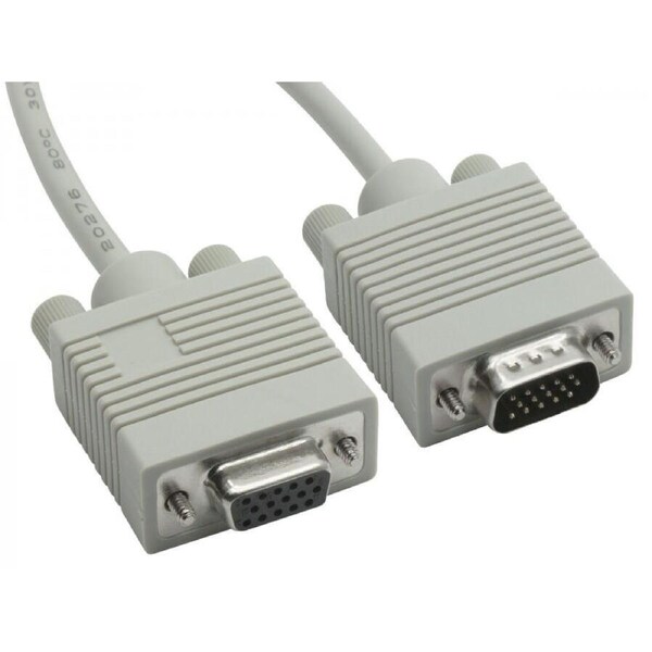 8Ware VGA Extension Cable 3m - 15 pins Male to 15 pins Male for Monitor PC Molded Type Grey