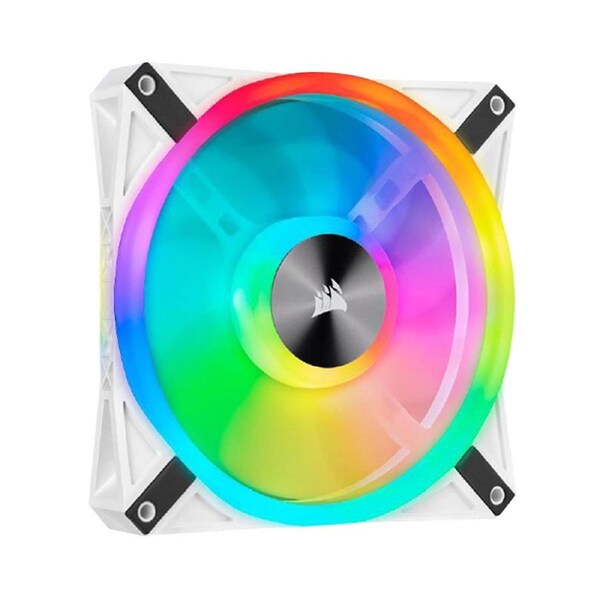 Corsair QL140 RGB White Dual Fan Kit with Lighting Node Core, ICUE, 140mm RGB LED PWM Fan 26dBA, 50.2 CFM, 2 Fan Pack