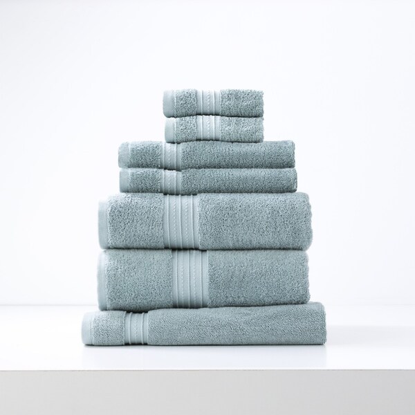 7pc Renee Taylor Brentwood Bath/Hand Towel Set 650GSM Low Twist Cotton Gray Mist
