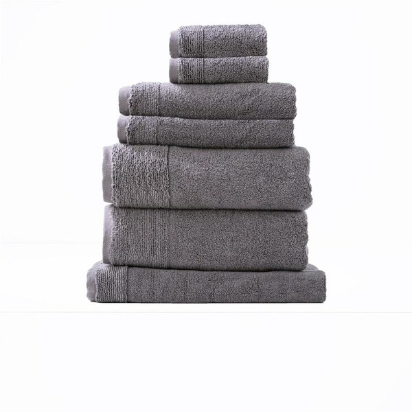 7pc Renee Taylor Aireys Hand/Face Bath/Towel Set Zero Twist Cotton 650GSM Nickel