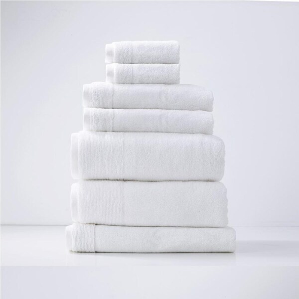 7pc Renee Taylor Aireys Hand/Face Bath/Towel Set Zero Twist Cotton 650 GSM Snow