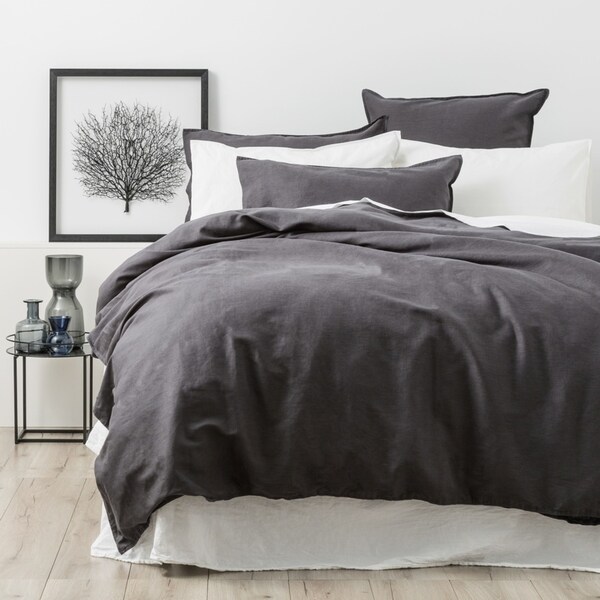 Renee Taylor Cavallo Home 65cm Pillowcase Cover Stone Washed Linen Euro Magnet