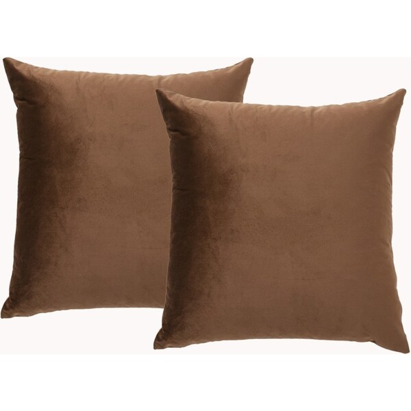 2pc Renee Taylor 50cm Pillow Square Velvet Printed Sofa Filled Cushions Toffee