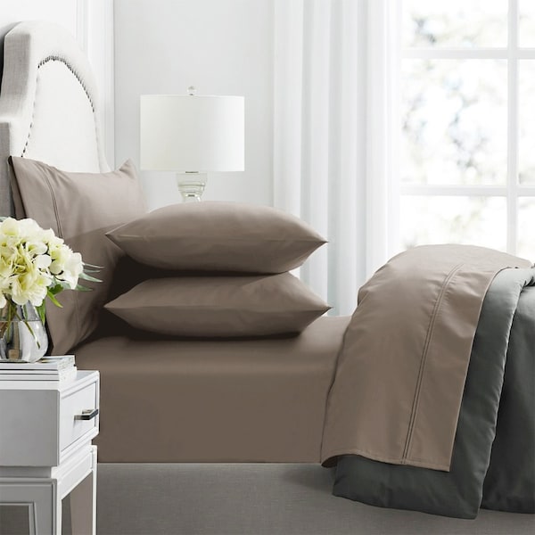 Renee Taylor Mega Queen Bed Sheet Premium 1000TC Egyptian Cotton Bedding Pewter