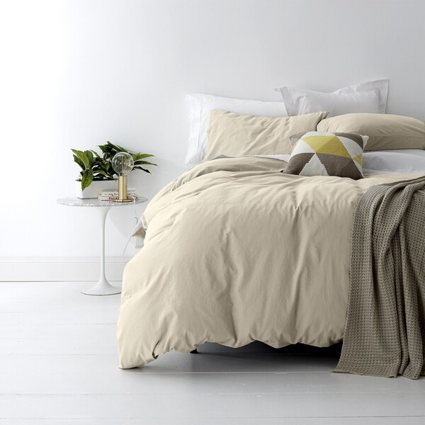 Park Avenue European Queen Bed Home Quilt Cover Set Vintage Washed Cotton Stone