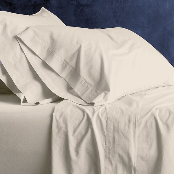 Park Avenue Queen Bed Sheet Set European Vintage Washed Cotton Bedding Stone