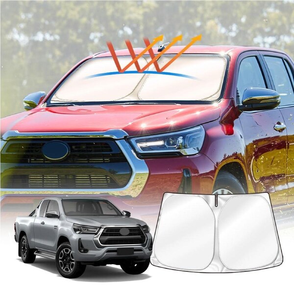 WindScreen Sun Shade for Toyota Hilux 2015-2025 Blocks UV Rays Sun Visor Protector Foldable Sunshade