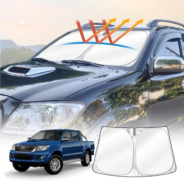 WindScreen Sun Shade for Toyota Hilux 2005-2015 Blocks UV Rays Sun Visor Protector Foldable Sunshade