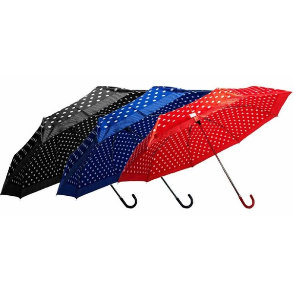 Ozoffer 2x Umbrella Polka J Handle Dot Leather 95cm