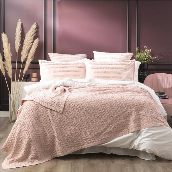 Renee Taylor Lexico Single/Double Waffle Blanket 480GSM Cotton Home Bedding Rose