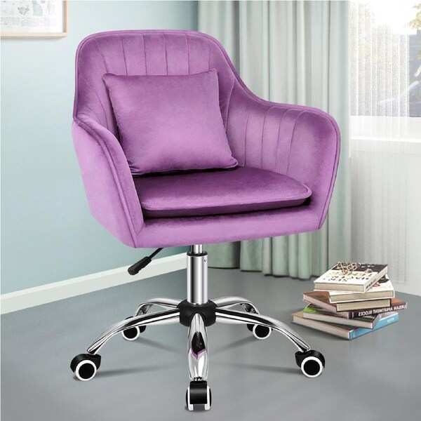 ALFORDSON Velvet Office Chair Computer Desk Chairs Swivel Armchair Work Seat Violet Adult Kids