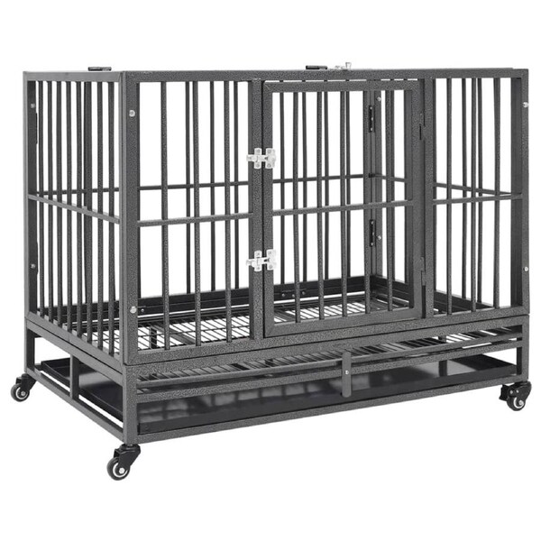 Dog Cage with Wheels Steel 102x72x85 cm vidaXL