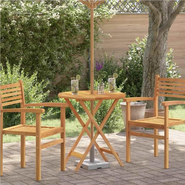 Folding Garden Table Ø60x75 cm Solid Eucalyptus Wood vidaXL