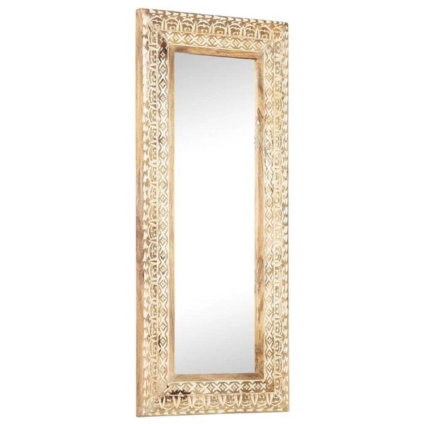 Hand-Carved Mirror 110x50x2.6 cm Solid Mango Wood vidaXL