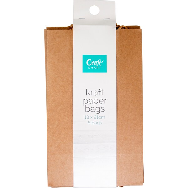 Craftsmart 13cm x 21cm Kraft Paper Bags 5 pack