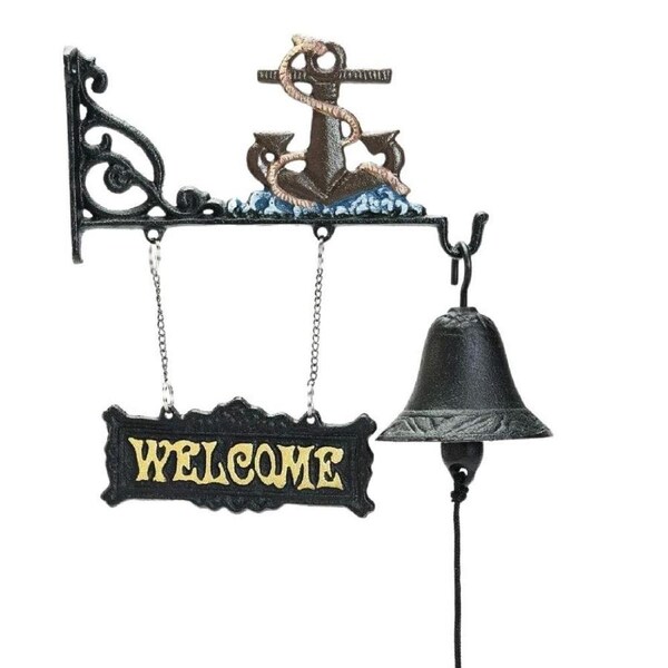 Cast Iron Anchor Garden Welcome Hanging Door Bell