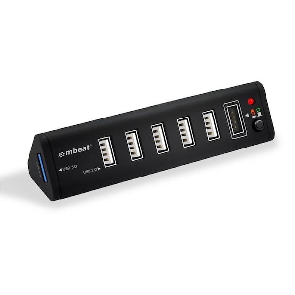 mbeat 7-Port USB 3.0 & USB 2.0 Hub with 2.1A Smart Charging Function - Data Transfer Rate: USB 3.0 up to 5Gbps, USB 2.0 up to 480Mbps Weight: 250g
