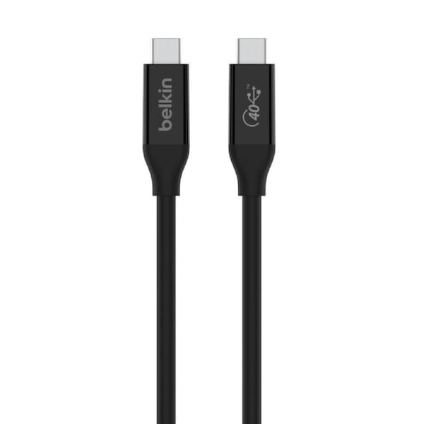 Belkin USB4 USB-C to USB-C Cable (0.8M/2.6ft) - (INZ001BT0.8MBK), 100W Power Delivery, 40Gbps, 8X Fast than USB 3.0, Laptop Cable, Thunderbolt 3, 2YR