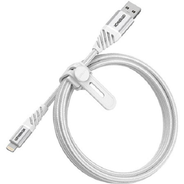 OtterBox Lightning to USB-A Premium Cable (1M) - White (78-52640), 3 AMPS (60W), MFi,10K Bend/Flex,480Mbps Transfer,Braided, Apple iPhone/iPad/MacBook