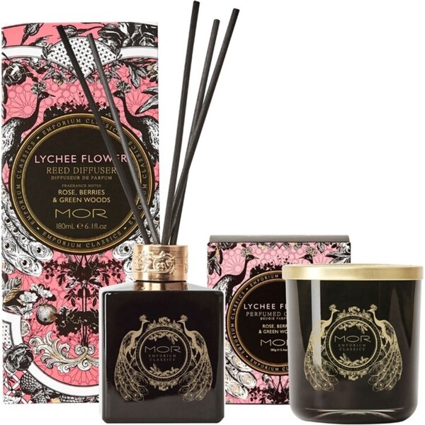 MOR Emporium Classics Lychee Flower Candle and Reed Diffuser Set