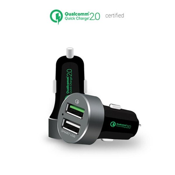 mbeat QuickBoost USB 2.0 Dual Port Car Charger - Certified Qualcomm Quick Charge 2.0 Technology /Fast Charging/Samsung Galaxy No