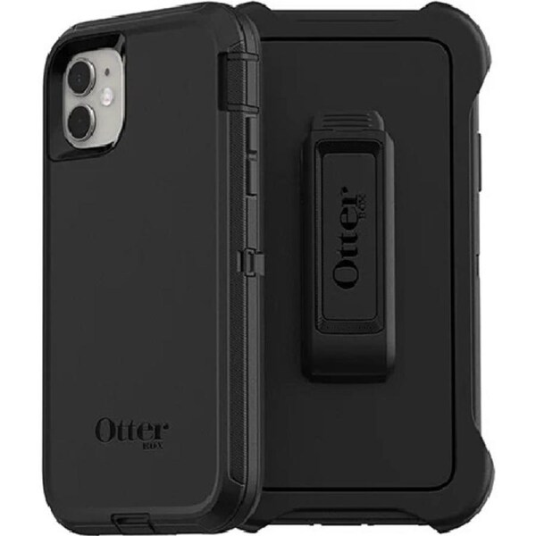 OtterBox Defender Apple iPhone 11 Case Black - (77-62457), DROP+ 4X Military Standard, Multi-Layer, Included Holster, Raised Edges, Rugged,Port Covers