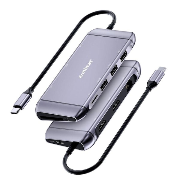 mbeat Elite X11 Dual Display Docking Station - 2x 4K HDMI, 1xUSB-C Power Delivery 100W, 3xUSB 3.0, MicroSD/SD Card, 1x RJ45