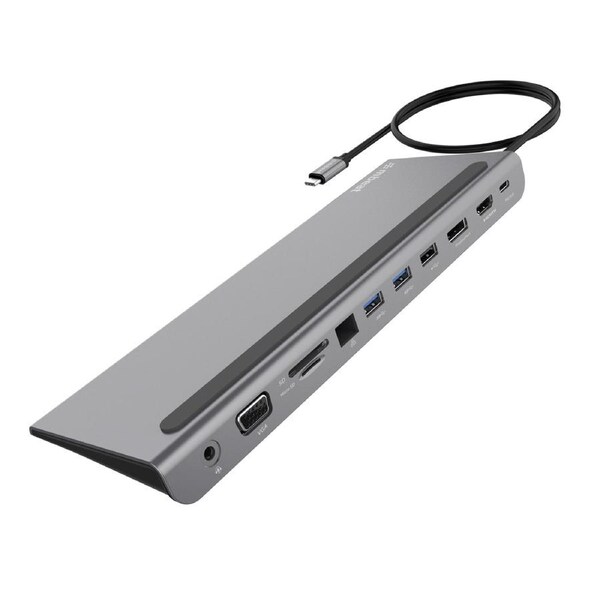 mbeat Elite Triple Display USB-C Docking Station with 100W Power Delivery 1xHDMI, 1x DisplayPort, 1x VGA, 2x USB 3.0, 1x USB 2.0, MicroSD, 1x RJ45