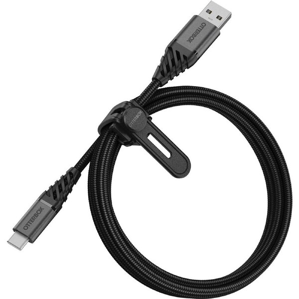 OtterBox USB-C to USB-A (2.0) Premium Cable (1M) - Black (78-52664), 3 AMPS (60W), 10K Bend,Samsung Galaxy,Apple iPhone,iPad,MacBook,Google,OPPO,Nokia