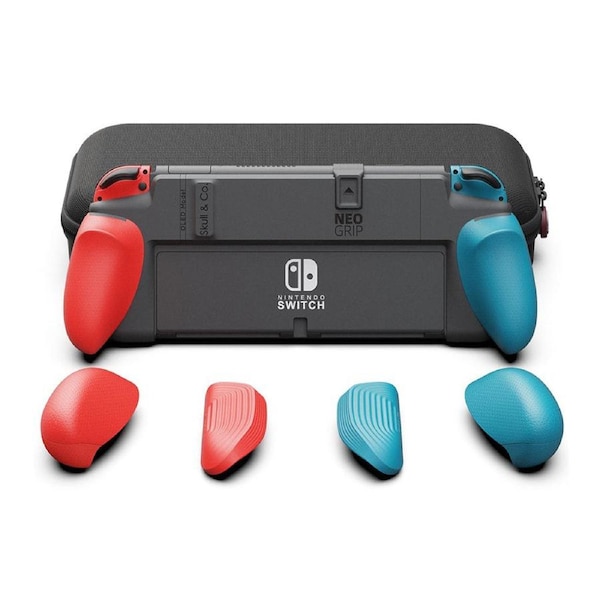 Savage Raven by Skull & Co. NeoGrip: An Ergonomic Grip for Switch OLED and Regular Model - Neon Red & Blue