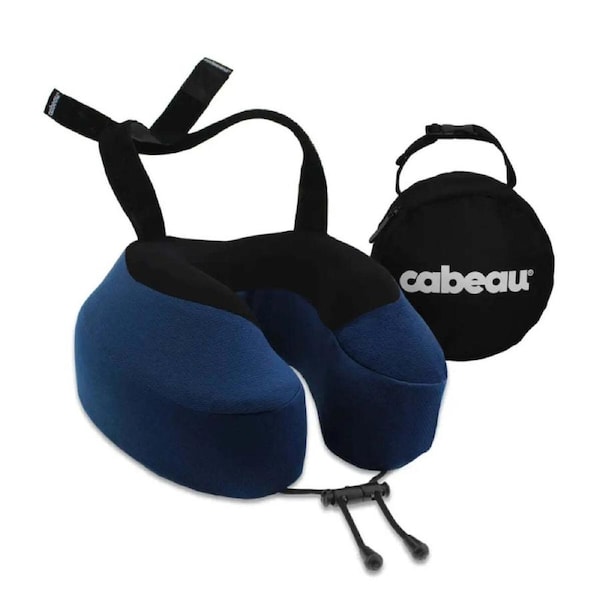 Cabeau Evolution S3 Memory Foam Travel Pillow with Seat Strap - Indigo Blue