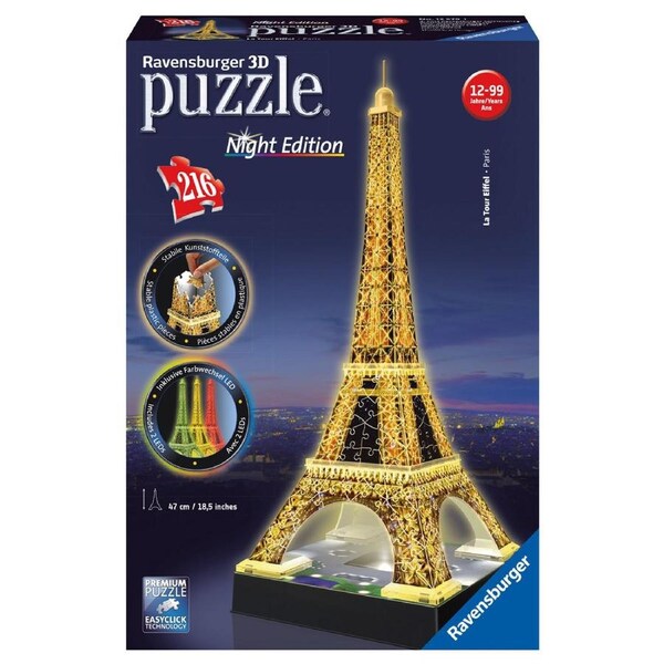 Ravensburger - Eiffel Tower At Night 3D Puzzle