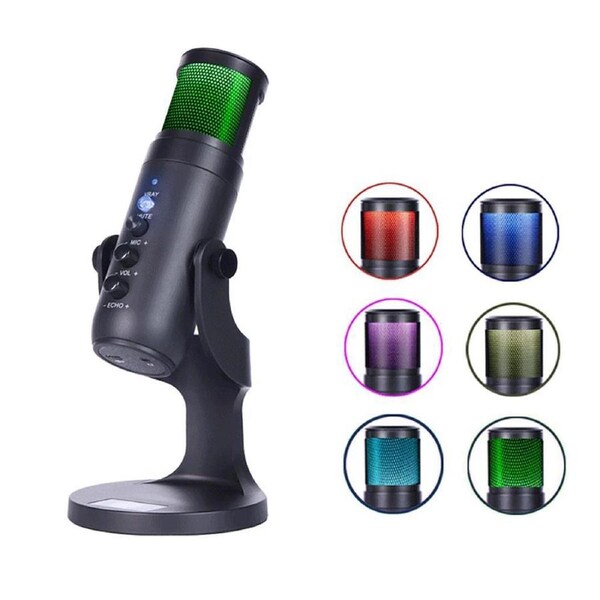 E-Lektron RGB Color Metal Condenser Microphone For Gaming Live Chat Sing Streaming on PC Laptop With USB Type-C Headphone Jack