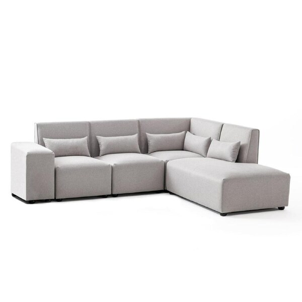 Foret 5 Seater Sofa Modular Corner Lounge Couch Fabric Right Chaise Beige L Shape