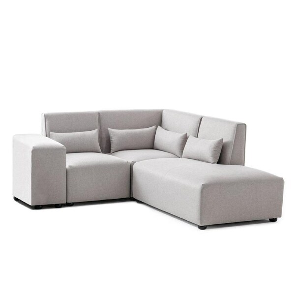 Foret 4 Seater Sofa Modular Corner Lounge Couch Fabric Right Chaise Beige L Shape