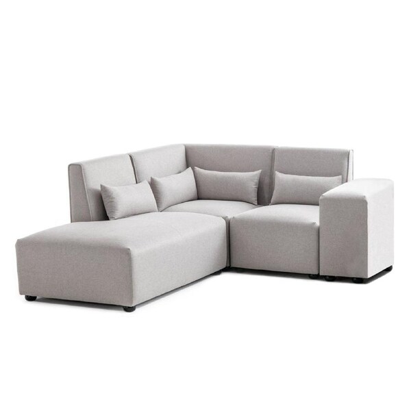Foret 4 Seater Sofa Modular Corner Lounge Couch Fabric Left Chaise Ottoman Beige L Shape
