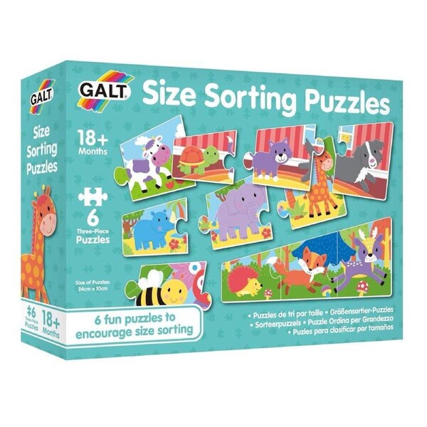 Galt Size Sorting Puzzles 6 x 3 Piece Puzzles
