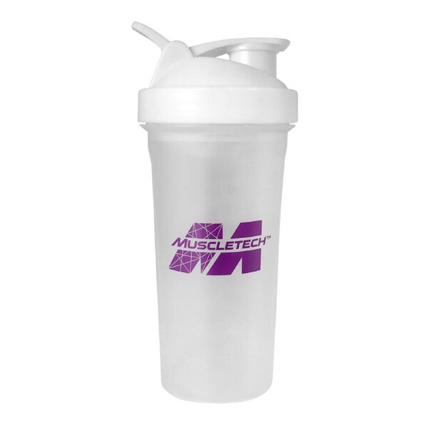 MuscleTech White Shaker Bottle 700ml Purple Print