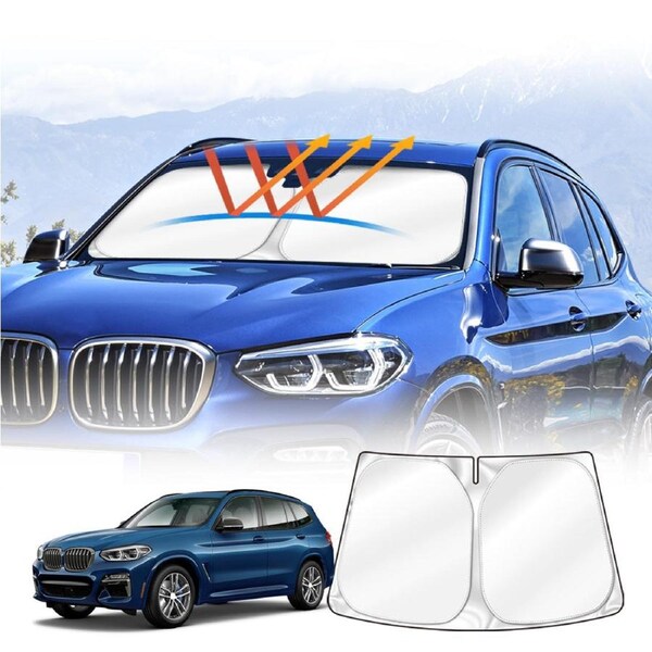 WindScreen Sun Shade for BMW X3 G01 2017-2024 Blocks UV Rays Sun Visor Protector Foldable Sunshade