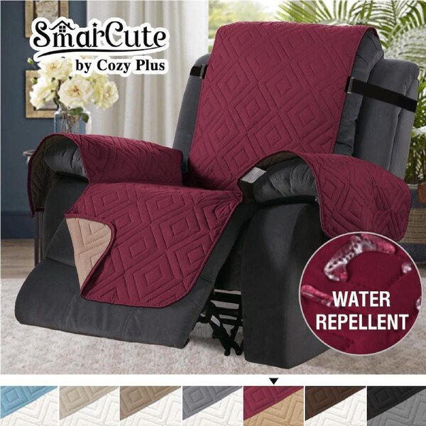 Recliner Cover Chair Reclining Chair Cover Protect from Pets/Kids Non Slip Cover Burgundy/Tan