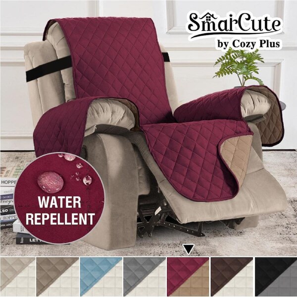 Recliner Chair Covers for Armchairs Recliner Non-Slip Furniture Recliner Covers Burgundy/Tan